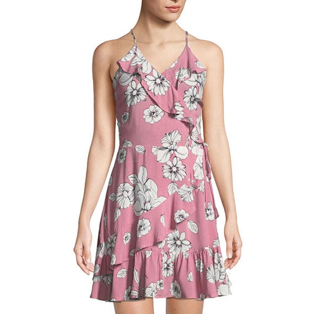 Love Fire Graphic Floral Print Ruffle Dress Size L